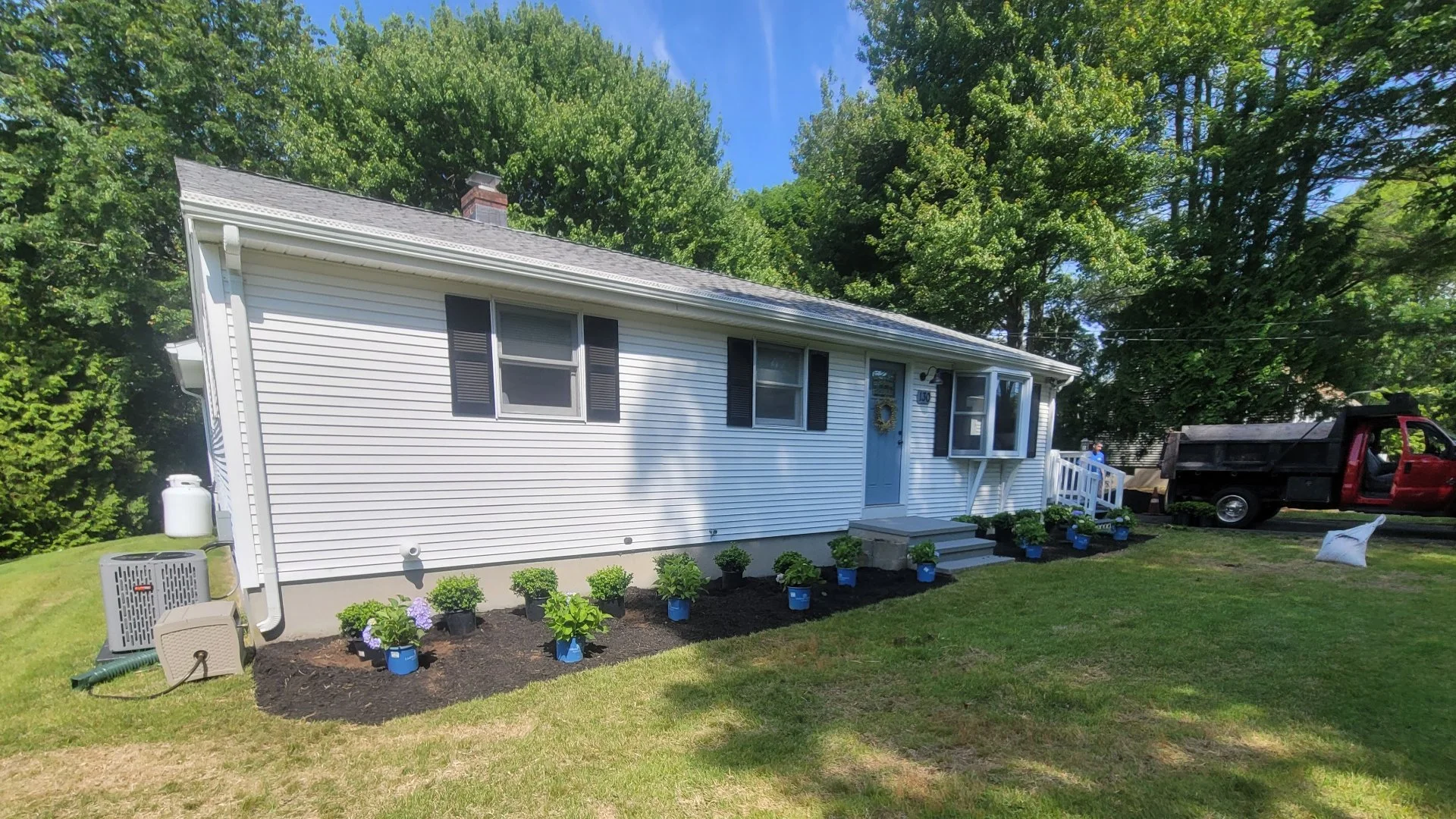 Close-up of wet grass in a lawn in Groton, CT