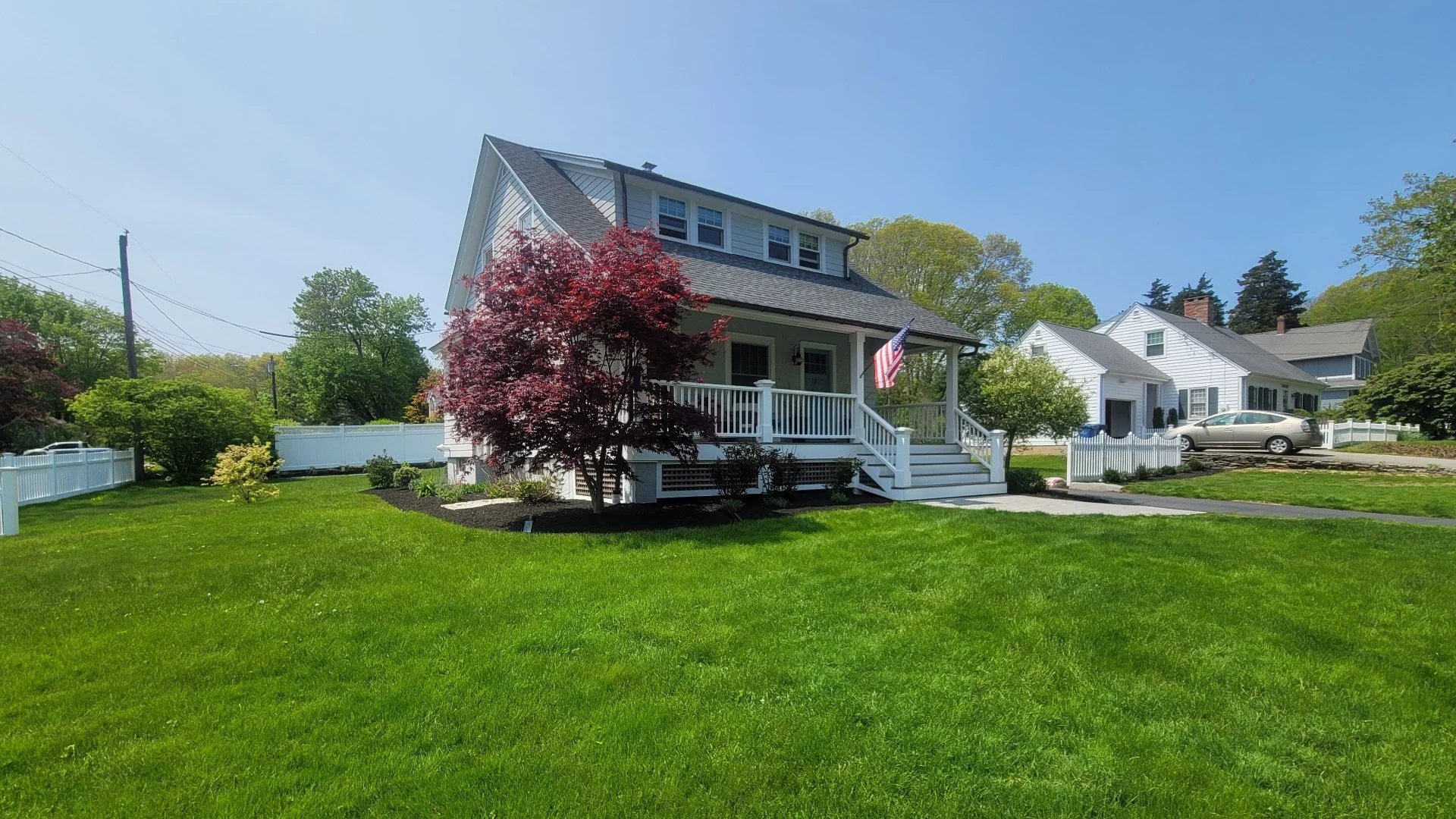 Close-up of wet grass in a lawn in Groton, CT