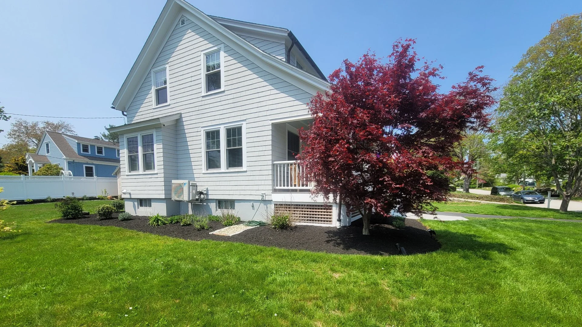 Close-up of wet grass in a lawn in Groton, CT
