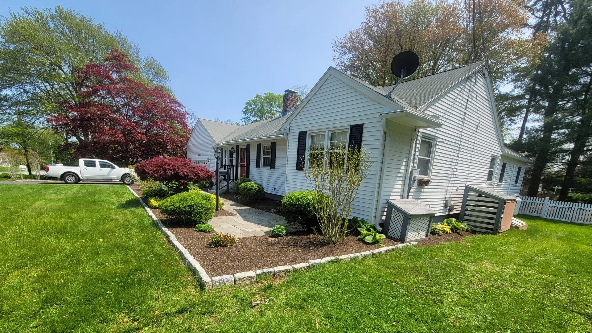 Close-up of wet grass in a lawn in Groton, CT