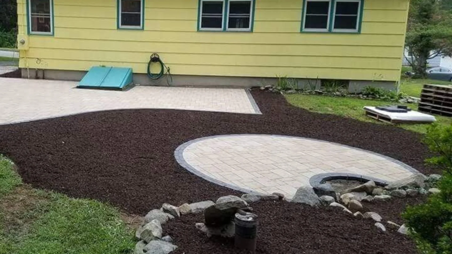 Close-up of wet grass in a lawn in Groton, CT
