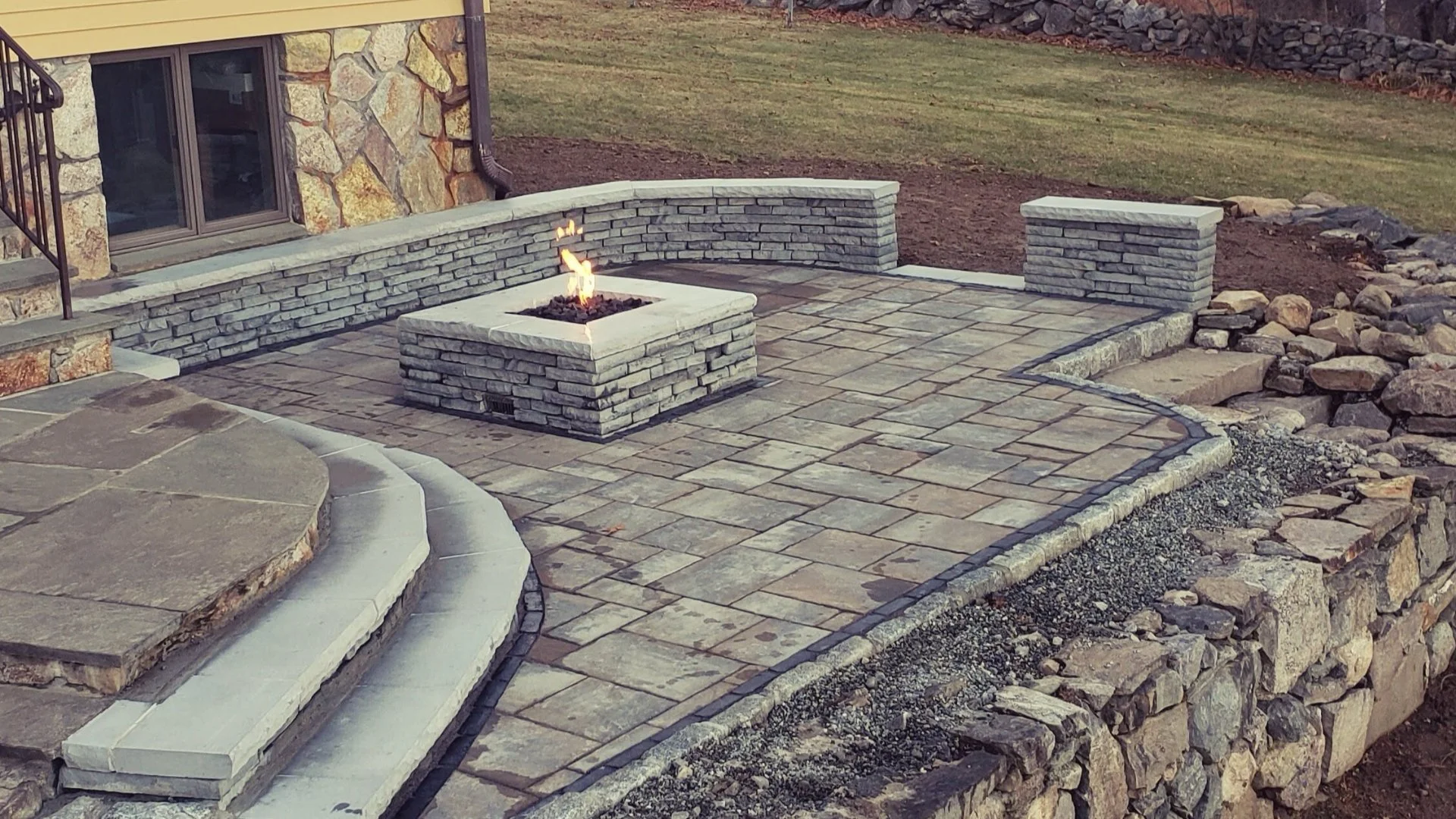 Close-up of wet grass in a lawn in Groton, CT