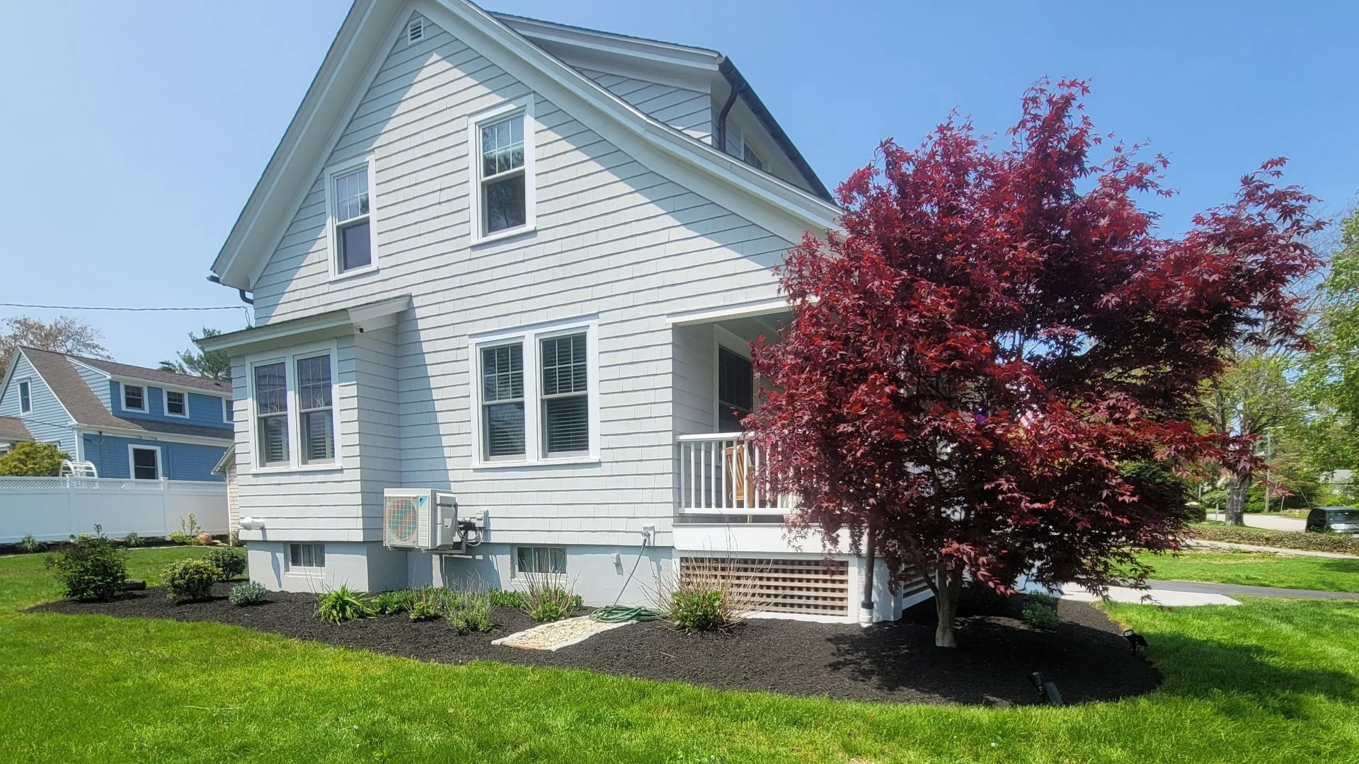 Close-up of wet grass in a lawn in Groton, CT