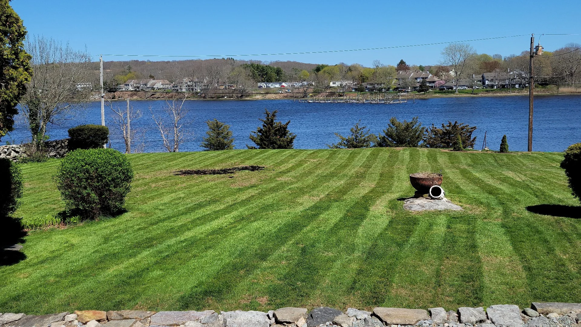 Close-up of wet grass in a lawn in Groton, CT