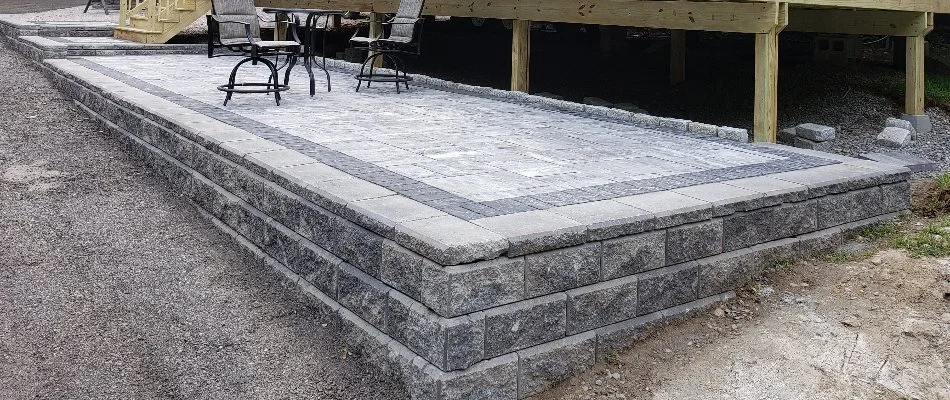Retaining wall and paver patio in Groton, CT.