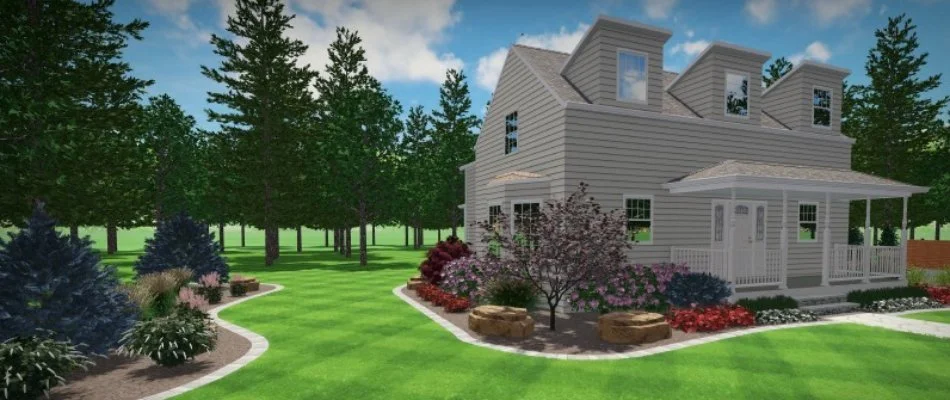 3D design of a residential landscape in Groton, CT.