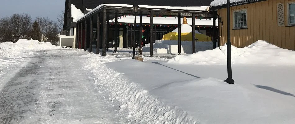 Commercial property with snow in Willimantic, CT.