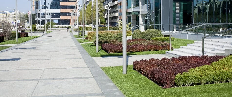 Commercial property with walkway and outdoor steps on a property in Groton, CT.