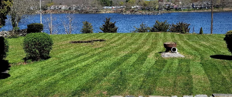 Healthy green grass with mowing patterns in Gales Ferry, CT.