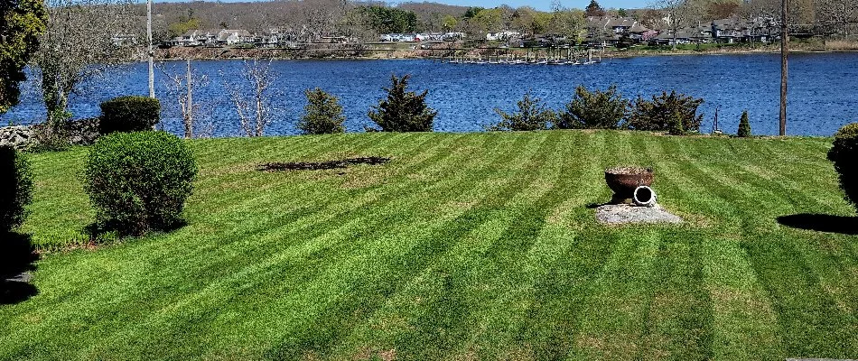 Stonington, CT home with a running irrigation system.