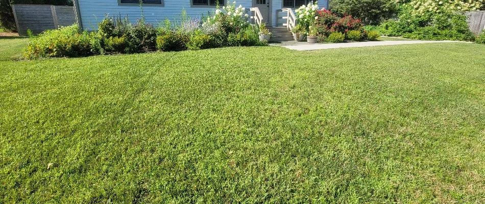 Manicured green lawn in Groton, CT.