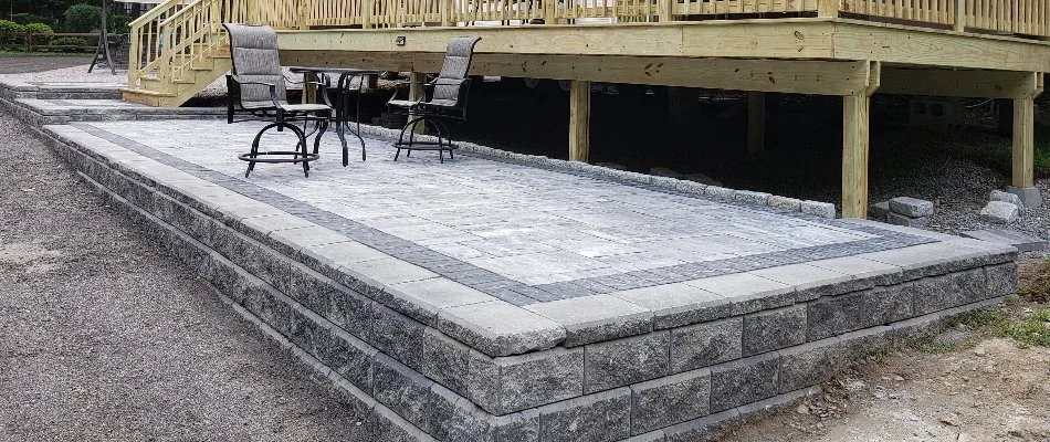 Outdoor chairs on a patio in Niantic, CT.