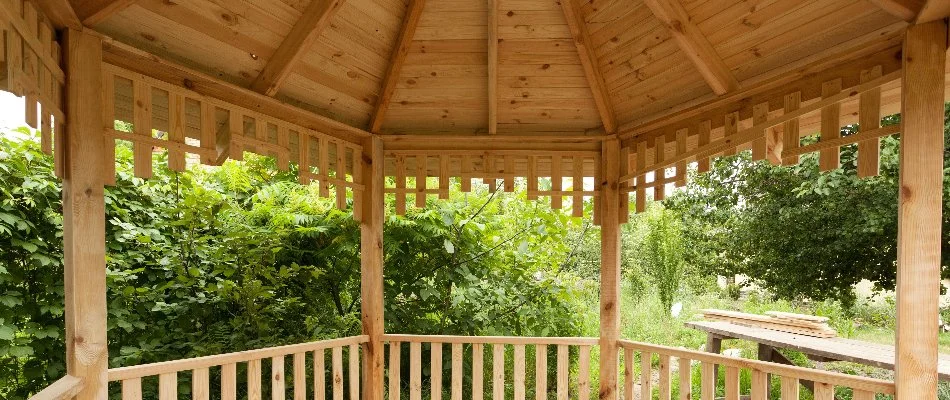 Plants outside a gazebo in Groton, CT.