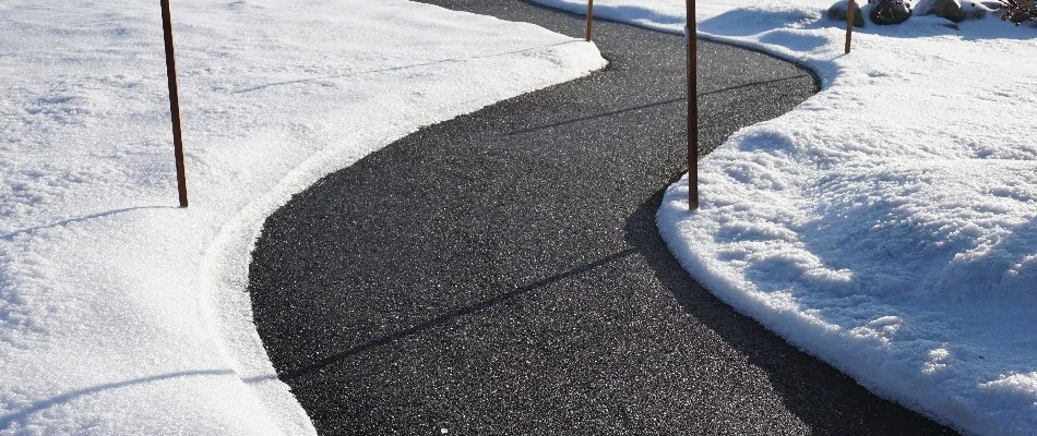 Snow cleared from a parking lot in Groton, CT.